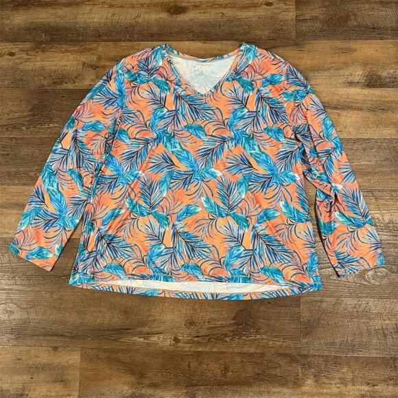 EUC Reel Legends Women's 3X Floral Long Sleeve Performance Top Tropical Fishing - Picture 1 of 6